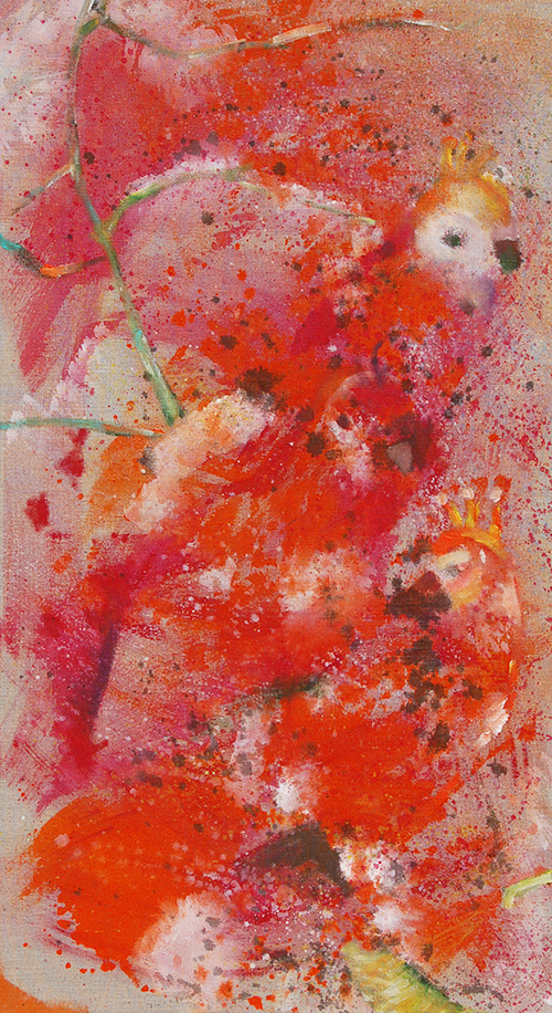 Malerei mit Vögeln aus dem Zufall entstanden